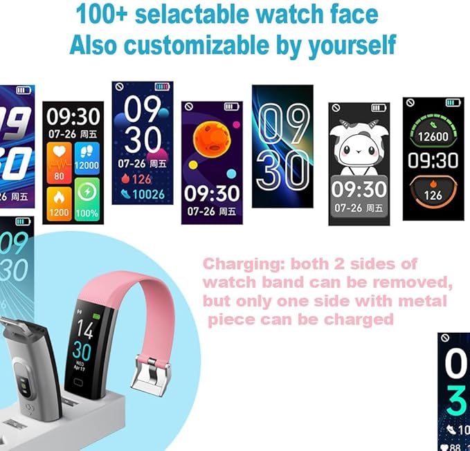 Fitness Tracker with Blood Pressure Heart Rate Oxygen Monitor, Activity Sleep & Temperature Smart Watch IP68 Waterproof Pedometer Step Counter for Kids Man Women S5