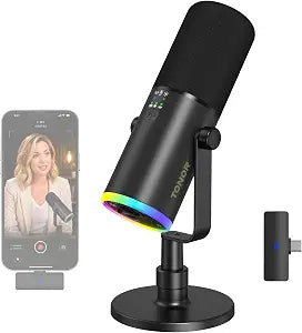 TONOR Wireless Microphone for iPhone 15~17, Dynamic Microphone for Podcast