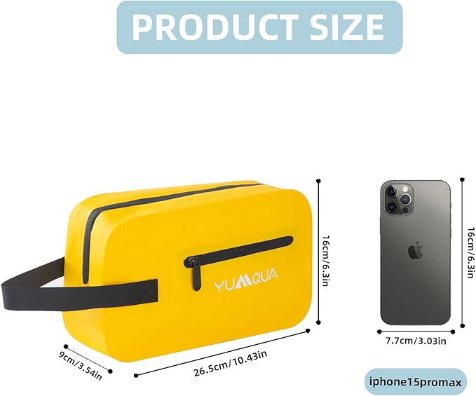 YUMQUA Waterproof Bag for Travel, Waterproof Toiletry Bag for Men, Dopp Kit Travel Essentials Shaving Storage Pouch Leak Proof Hanging Organizer Case for Beach, Kayaking, Boating