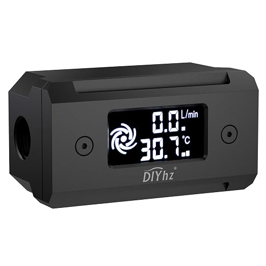 G1/4 Aluminum Alloy Shell LCD displaydigital Display Flow Thermometer Temperature Indicator CPU Temperature Monitor