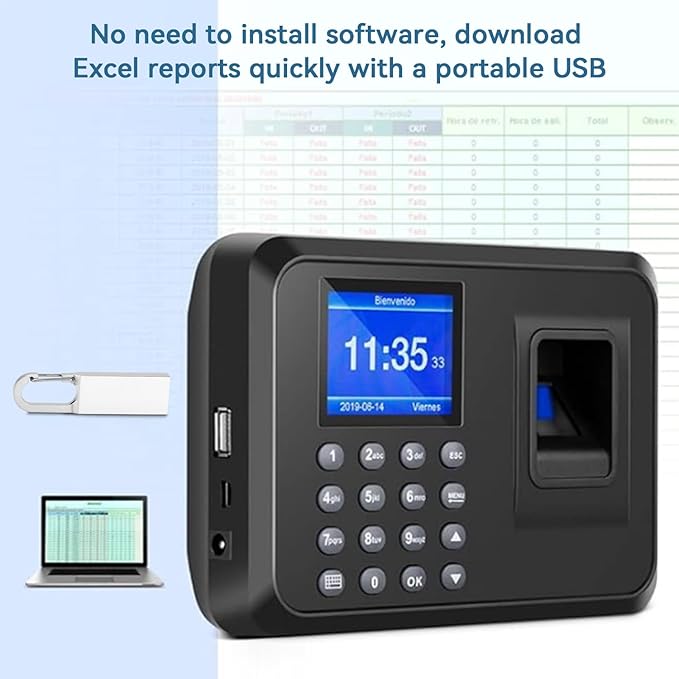 Time Clocks for Employees Small Business, 2 in 1 Time Clock (Fingerprint & Password) Employee Clock in & Out Machine Attendance Punch Clock Recorder Tracker for Small Businesses & Offices