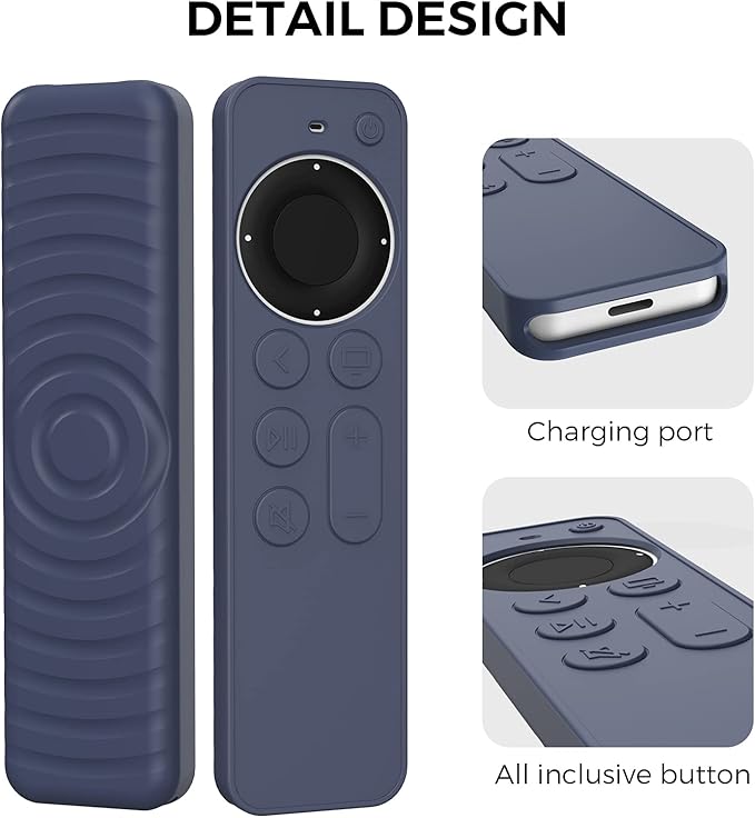 LJFLYXRI Silicone Case Compatible with The 2021/2022 Apple TV Siri Remote (2nd Gen/3rd Gen), Anti-Slipping Durable Full Protection Perfect Access, Shock Absorption Washable Case (Blue)