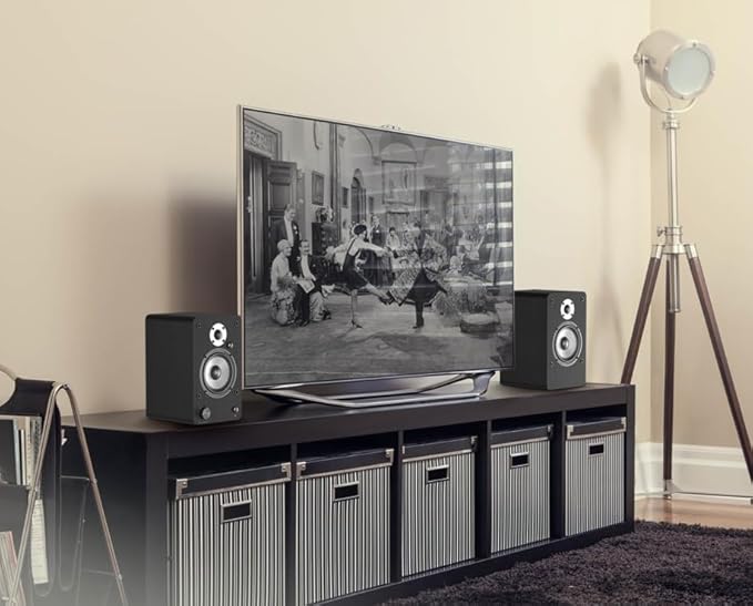 LONPOO 100W Hi-Fi Powered Bookshelf Speakers - Bluetooth 5.3 Active Monitors with 1" Silk Tweeter & 4" Aluminum Woofer, DSP Audio Optimization for TV, Record Player & Home Theater