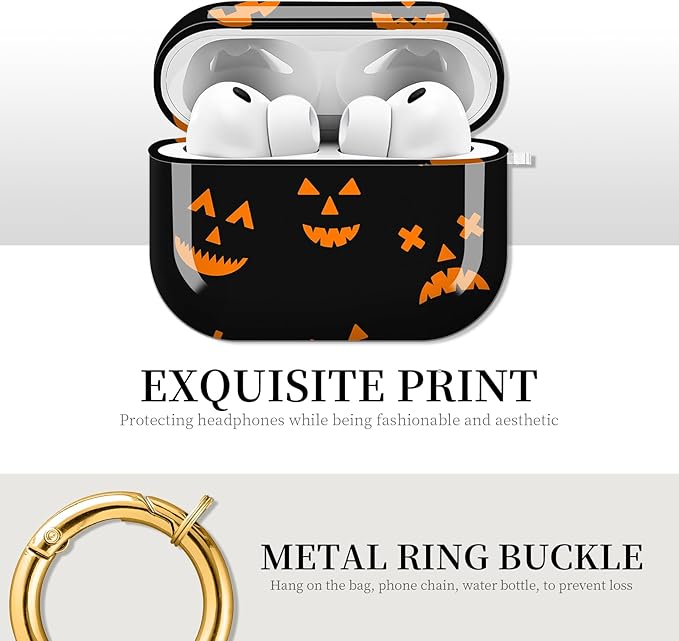 for AirPods Pro 3 Case, Compatible with AirPods Pro 3rd Generation Case (2025), Shockproof Protective Cover with Golden Carabine (Cute Orange Pumpkin)