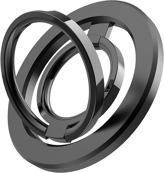 Miimall Magnetic Ring Grip for MagSafe, [Two-Sided Magnet] 360° Rotation Finger Ring Holder Stand for iPhone 17 16 15 14 Air Pro Max Plus, Samsung and Google Cell Phone Sturdy Metal Kickstand Black