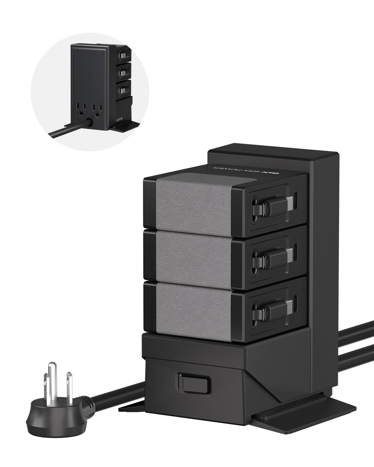 Gitryin Tower Charging Station for Nightstand, 120W Retractable Charger