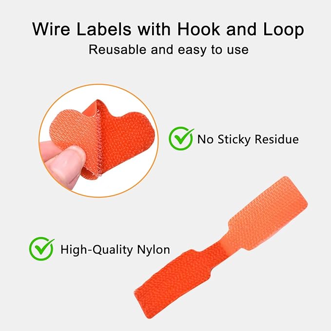 40 Pcs Multi Color Cord Labels Tags, Writable Rectangular Wire Labels for Electronics, Computer & Industrial Cable Management and Identification, Durable Cable Tags in 8 Assorted Colors(1.77" x 0.78")