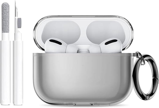 for AirPods Pro 3 Case (2025) with Cleaner Kit, Cute Soft Silicone Cover Compatible AirPods Pro 3rd Genera case with Keychain for Women Men with Keychain for Airpod Pro case(2025) Transparent Black