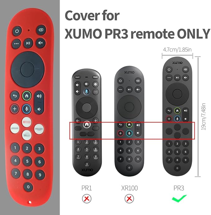 Silicone Remote Cover Compatible with Xumo RC-PR3 Smart Voice Streaming Control, Protective Case for Xumo Stream Box 4K, Spectrum 4K Stream Box (Black)