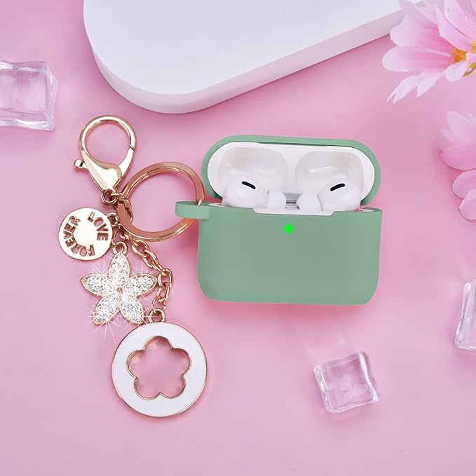 Case for Airpods Pro 1st 2nd Generation - VISOOM Airpods Pro 1/2 Cases Cover Women Silicone iPod Pro 2 Earbuds Wireless Charging Case Girl Bling Keychain for Apple Airpod Gen Pro 2