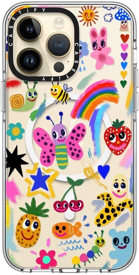 CASETiFY Clear iPhone 14 Pro Max Case [Not Yellowing / 6.6 ft. 3X Military Grade Drop Protection/Magsafe] - Good Vibes - Clear