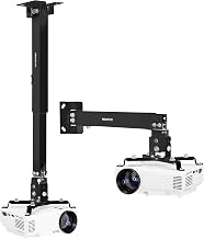 Mount-It! Projector Ceiling Mount and Wall Mount with Adjustable Arm, Universal Projector Mount for LCD/DLP Projectors, Flush Mount Option, Built-in Cable Management, 40lb Capacity, Black - Image 1