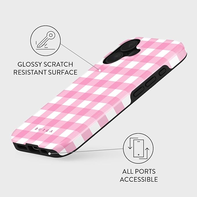 BURGA Phone Case for iPhone 16 - Cute, Trendy, Aesthetic, Pattern Phone Cover, Hard Shell Protection - fits Apple iPhone 16 Case for Women and Men