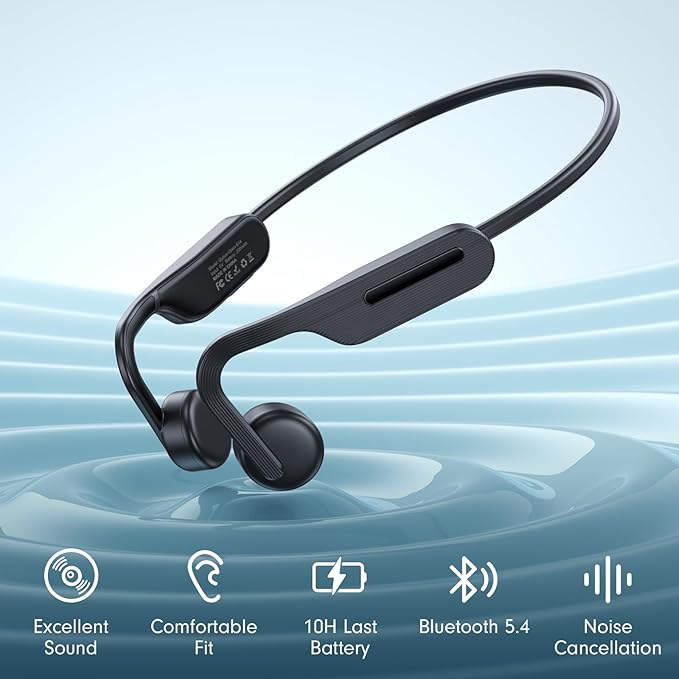 Bone Conduction Headphones, Open Ear Headphones Bluetooth 5.4 with Mic, Wireless Running Headphones 10H Playtime, Waterproof Sport Earbuds Suitable for Cycling, Outdoor Sports