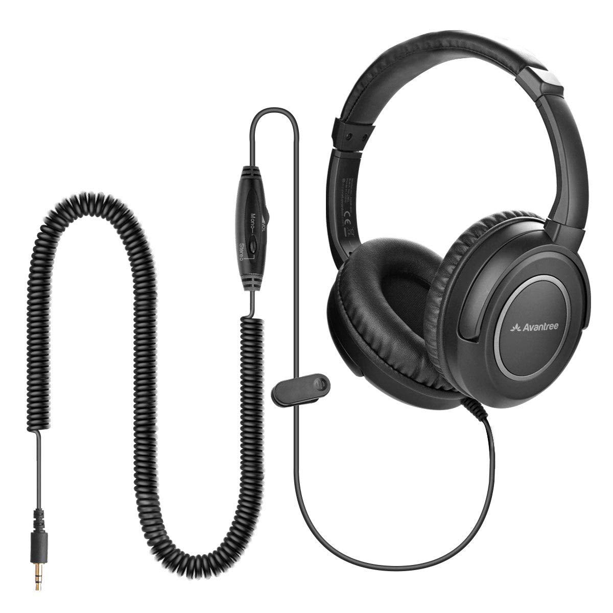 Avantree HF039 Wired Long Coiled Cord Headphones for TV and PC