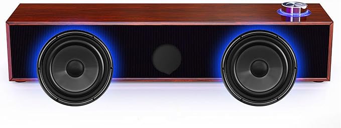 Wood Computer Speakers for Desktop, Mini Sound Bar Speaker with Stereo Sound, USB Powered Small PC Speakers, with Volume Knob, 3.5mm AUX Plug & , Plug and Play