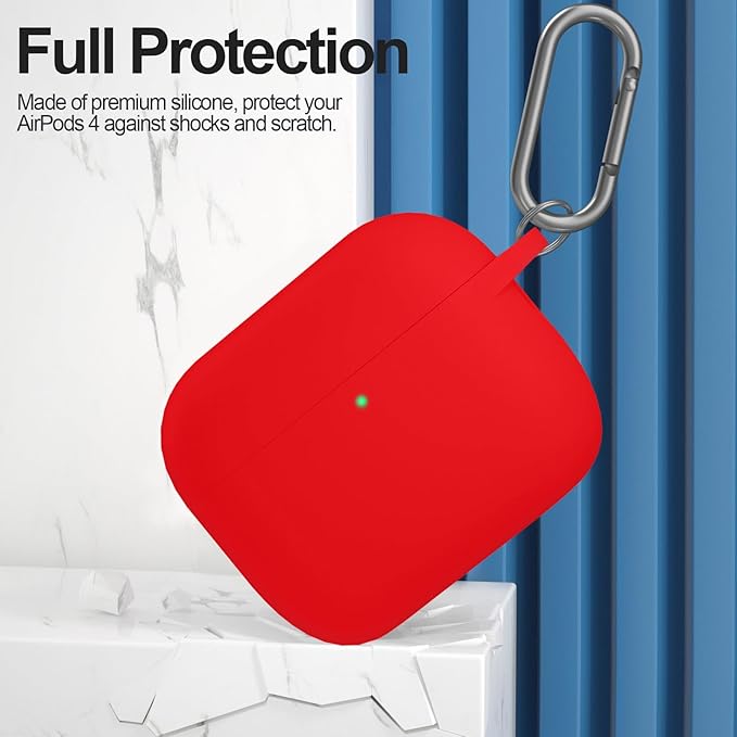 ATUAT for AirPods Pro 3 Case Cover with Cleaner, Protective Soft Silicone Skin with Keychain for Women Men for Apple AirPods Pro 3rd Generation Case(2025), Front LED Visible, Red