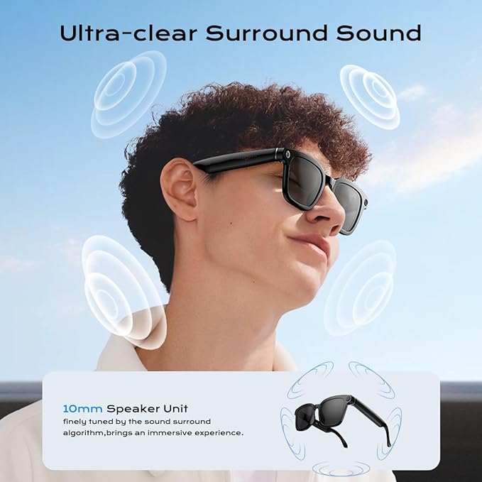 AI Smart Glasses,HD 1080P Camera Glasses with Video Recording & Photo Taking,140+ Language Real-Time Translation Glasses Perfect for Travel, Business