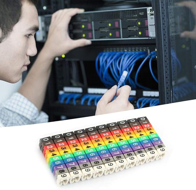 Fafeicy Coded Clip on Wire Markers, Wire Number Labels, Colorful Wire Numbering Marker Tube Cable Marker for Marking(100PCS -4MM 4)