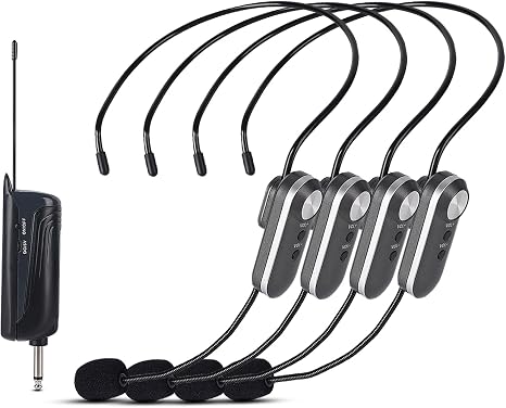 WF-04 UHF Wireless Microphone System for 4 People,600m Range