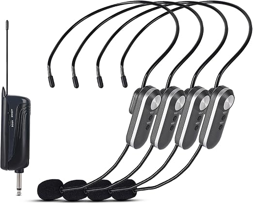 WF-04 UHF Wireless Microphone System for 4 People,600m Range