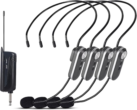 WF-04 UHF Wireless Microphone System for 4 People,600m Range