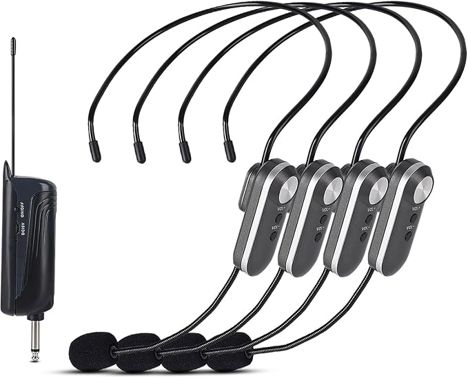WF-04 UHF Wireless Microphone System for 4 People,600m Range