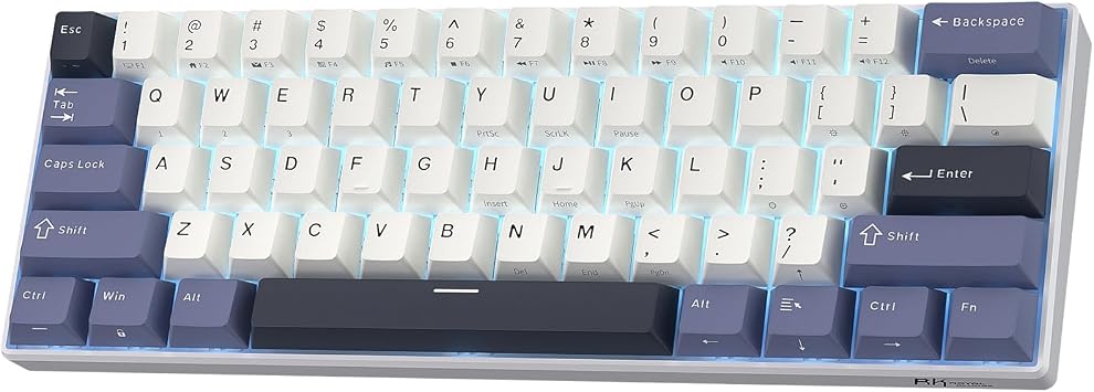 RK ROYAL KLUDGE RK61 Wireless 60% Mechanical Keyboard, Mini Portable Size