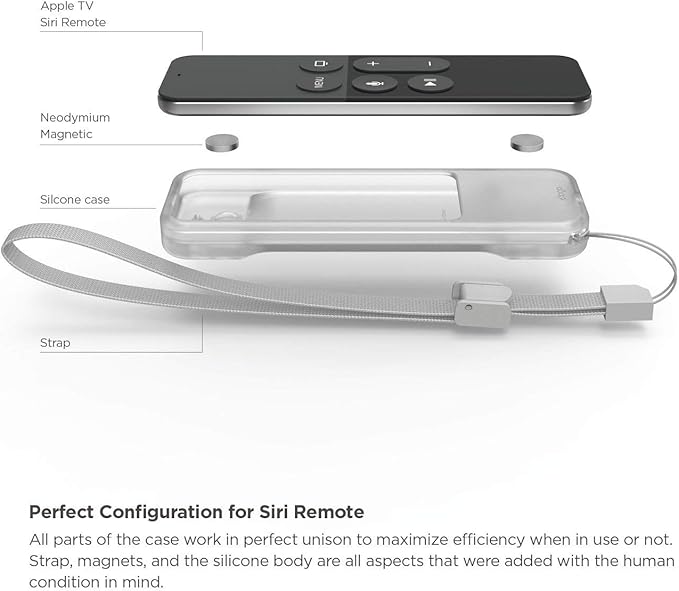 elago R1 Intelli Case [Clear White]-[Magnet Technology][Anti-Slip][Lanyard Included][Heavy Shock Absorption] Compatible with Apple TV Siri Remote 1st Generation