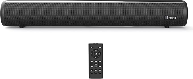 HDMI Sound Bar for Smart TV, Small TV Sound Bar Speakers, Optical/HDMI/Aux/Coax/USB/Bluetooth Connection for TV, PC, Projectors, Includes Remote Control, 16 inch