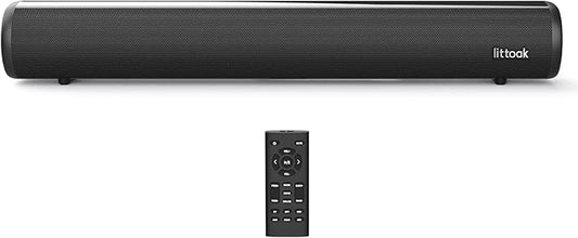 HDMI Sound Bar for Smart TV, Small TV Sound Bar Speakers, Optical/HDMI/Aux/Coax/USB/Bluetooth Connection for TV, PC, Projectors, Includes Remote Control, 16 inch
