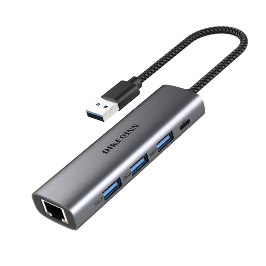 USB-A to Ethernet Adapter, 5 in 1 USB Hub with Ethernet, Plug and Play