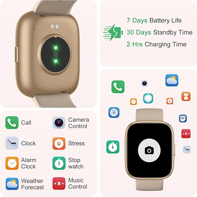 Smart Watch with Alexa & Bluetooth Calling-1.83" HD Touchscreen Fitness Watch, Fitness Tracker w/Heart Rate/Sleep Monitor, 30-Day Standby, 120+ Sports Modes, IP68 Waterproof Smartwatch for Android iOS