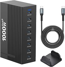 1000W 8-Port GaN5 Desktop Charging Station, High-Power USB Charging Hub with 5X 140W and 3X 100W PD Ports, Fast Charger for Laptops, Tablets, and Smartphones - Image 1