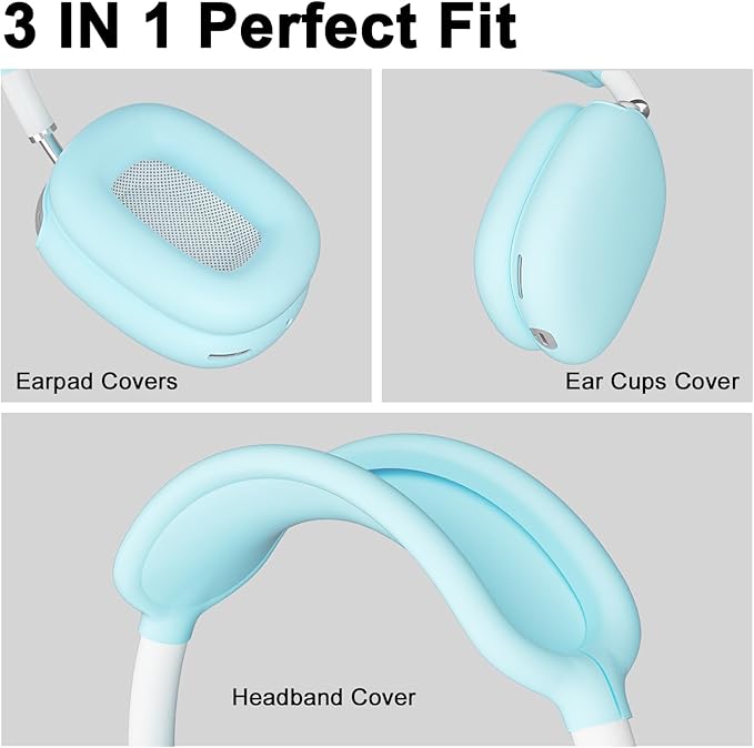 ATUAT for AirPods Max Headphones Case, Protective Silicone Case Cover Skin Accessories Anti-Scratch for Women Men for Apple AirPods Max 2024/2020 (USB-C/Lightning), Fluorescent Blue