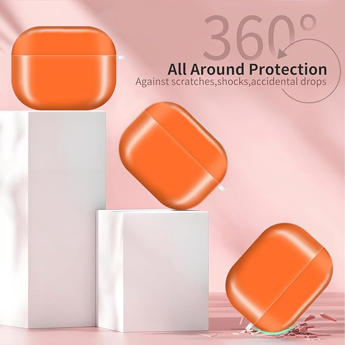 AirPod Pro 3 (2025) Case Cover for Women, Cute Shockproof Protective Case with Gold Round Buckle, Anti-Drop Design Compatible with Apple AirPods Pro 3rd Generation (USB-C Cable) Orange