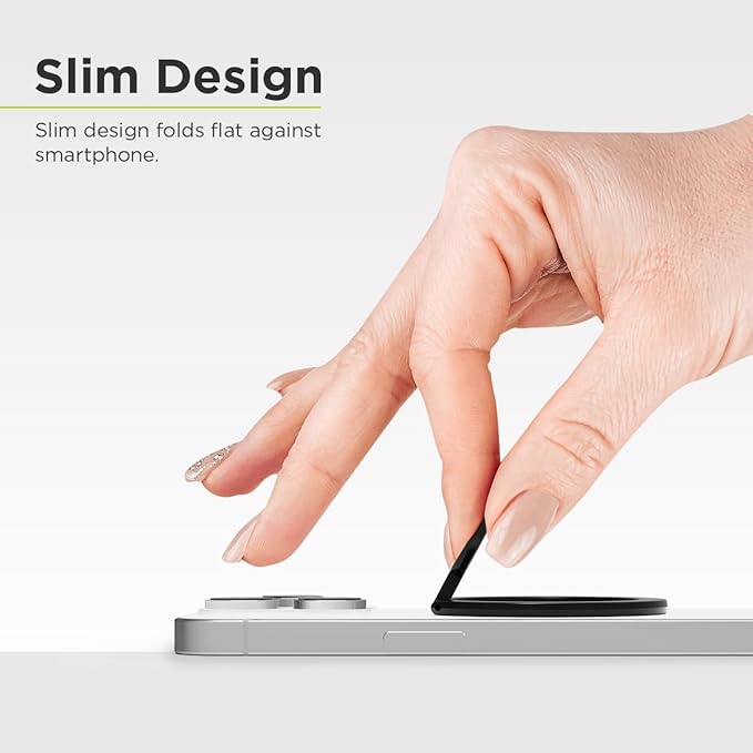 PureGear Magnetic Phone Grip Ring Stand, Magnetic Phone Ring Holder for MagSafe iPhone Air, 17, 17Pro, 17ProMax, 16, 16Pro, 16Plus, 16ProMax, 15, 15Plus, 14, 13, 12, Adjustable Kickstand (Black)