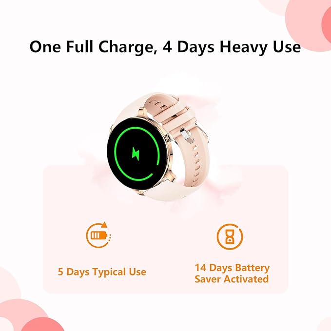 1.43” Women's Smart Watch, AMOLED Display, Work with Android/iPhone, Waterproof IP68, Long Battery Life, Fitness & Health Tracker, Heart Rate Monitor, Step Counter, Track Your Workout, Run and More