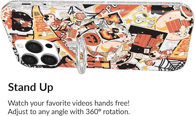 VELVET CAVIAR Compatible with MagSafe Phone Grip - Magnetic Ring Holder with Adjustable Stand - Removable MagSafe Accessories for iPhone 16, 15, 14, 13, 12 (Halloween Snoopy Varsity)