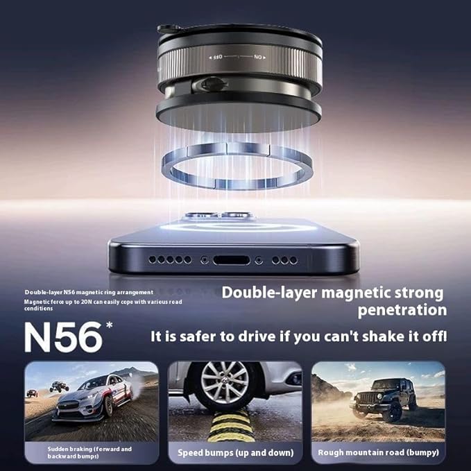 deepcrush 360° Adjustable Magnetic Phone Holder with Vacuum Suction – Foldable Cup Mount for MagSafe, Magnetic Stand for Cars, Gym, Mirrors (Fits iPhone 16e Pro Max, 15, 14, 13, 12)