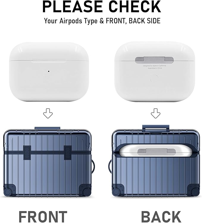 KOREDA Compatible with AirPods Pro 2nd/1st Generation Case, Cute Funny Suitcase Design Case for Airpods Pro 2nd/1st Gen, Fashion Protective Hard Case for Women Men (Blue)