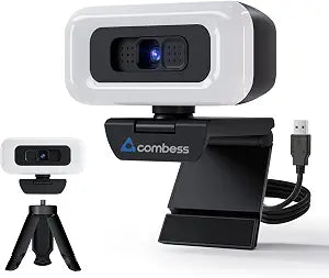 4K Webcam with Light, Webcam for PC with Microphone, USB Computer Camera for Desktop, Web cam with Tripod, Plug and Play, Web Camera for Desktop Computer