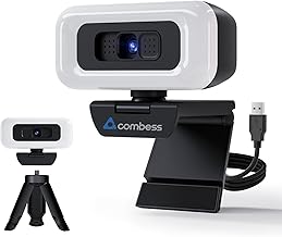 4K Webcam with Light, Webcam for PC with Microphone, USB Computer Camera for Desktop, Web cam with Tripod, Plug and Play, Web Camera for Desktop Computer