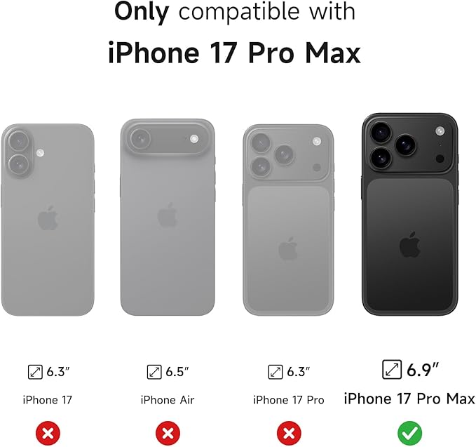 SURITCH for iPhone 17 Pro Max Case with Camera Control Cover, Camera Cover and Adjustable Kickstand, Compatible with MagSafe, Shockproof Bumper Protective Cases 6.9 Inch, Black
