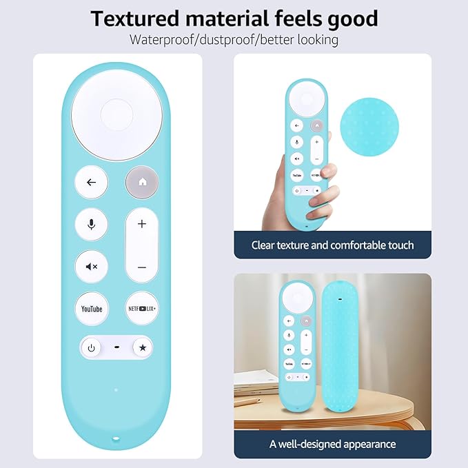 [2-Pack] HZIME New Replacement Remote Control Cover Compatible for Google TV Streamer 4K TV GY3LE Voice Remote, Silicone Controller Case Sleeve (Glow-in-The-Dark，Blue/Pink)