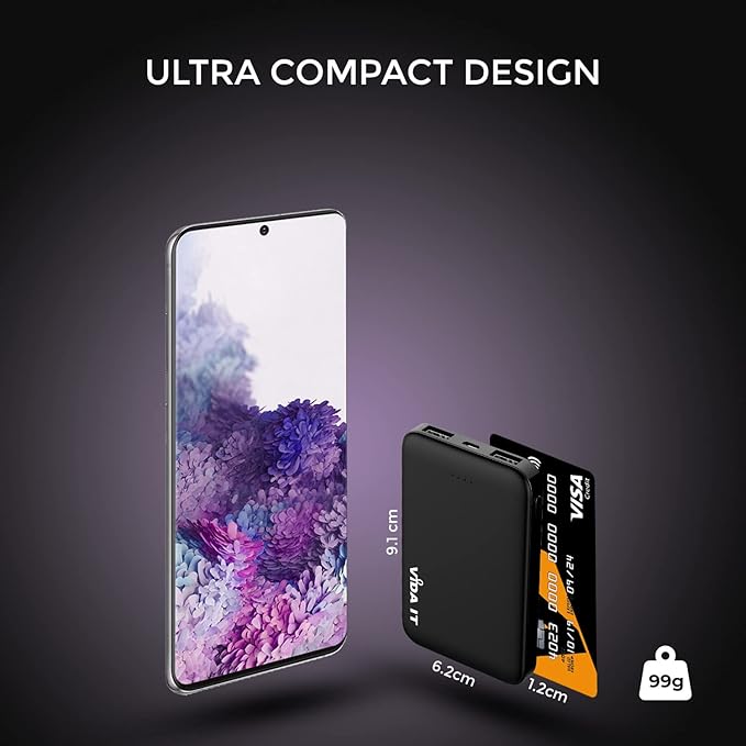 Vida IT 5000mAh Mini Power Bank Small Portable Charger for Heated Vest Jacket Battery Pack for iPhone Samsung Cell Phone with Dual USB Output, Lightweight Rechargeable Power Pack 5V 2.1A for Travel