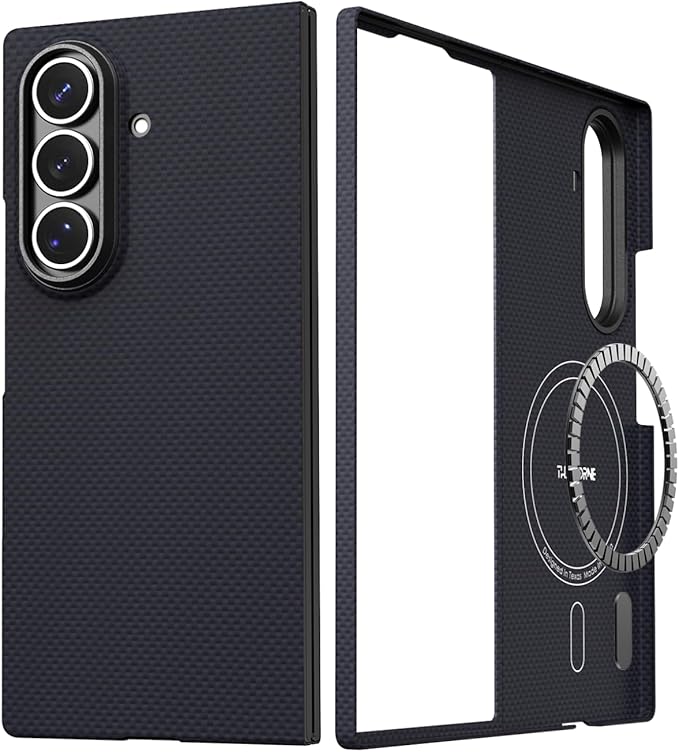 Thinborne Compatible with Samsung Galaxy Z Fold 7 Case, [600D Aramid Fiber] [Magnetic] [Ultra Thin] [Minimalist Style] [Carbon Fiber Textures] - Blue
