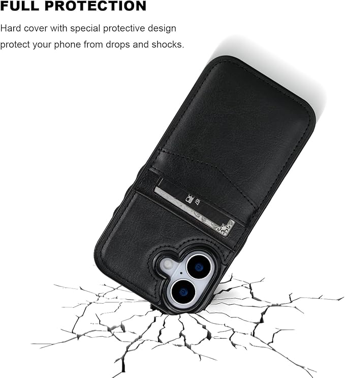 KIHUWEY Compatible with iPhone 17 Case Wallet with Credit Card Holder, Flip Premium Leather Magnetic Clasp Kickstand Heavy Duty Protective Cover for iPhone 17 6.3 Inch (Black)