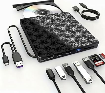 External CD/DVD Drive for Laptop, DVD Player, 8 in 1 USB 3.0 Ultra-Slim Portable, CD Burner External Disk Drive Optical Compatible with with Desktop PC Windows 11/10/8 Linux Mac OS Mac MacBook Pro/Air - Image 4