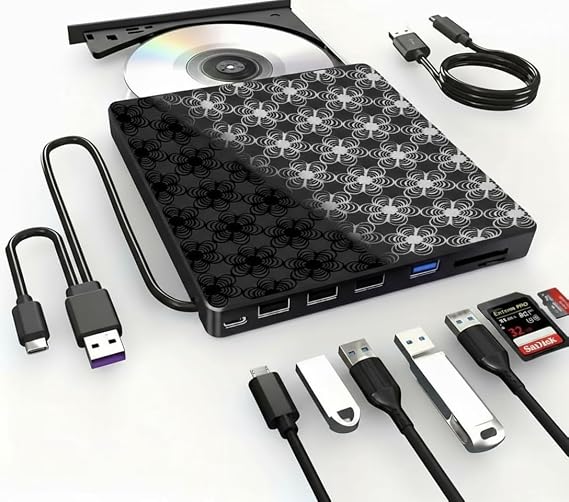 External CD/DVD Drive for Laptop, DVD Player, 8 in 1 USB 3.0 Ultra-Slim Portable, CD Burner External Disk Drive Optical Compatible with with Desktop PC Windows 11/10/8 Linux Mac OS Mac MacBook Pro/Air - Image 7